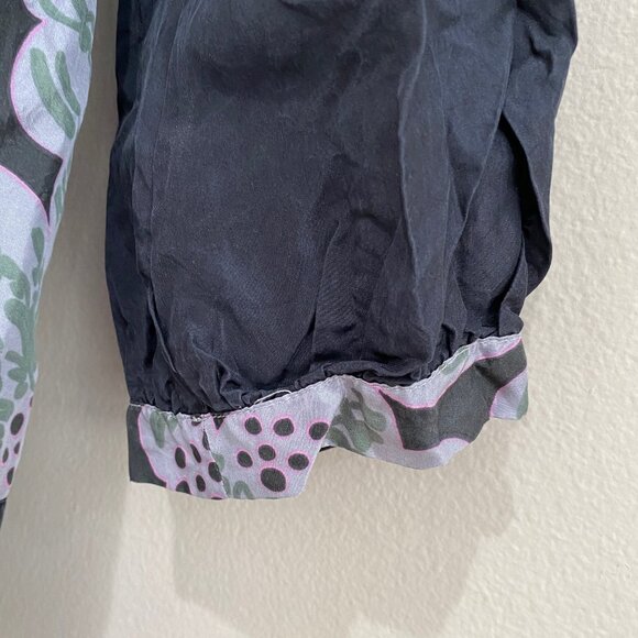 Johnny Was Silk Floral Embroidered Empire Waist Babydoll Long Sleeve Blouse - Picture 8 of 11